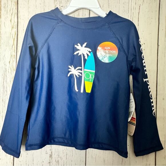 Ocean Pacific Toddler Long Sleeve Navy  Sun Protection Swim Top  UPF 50+  Sz 4T - Picture 1 of 11